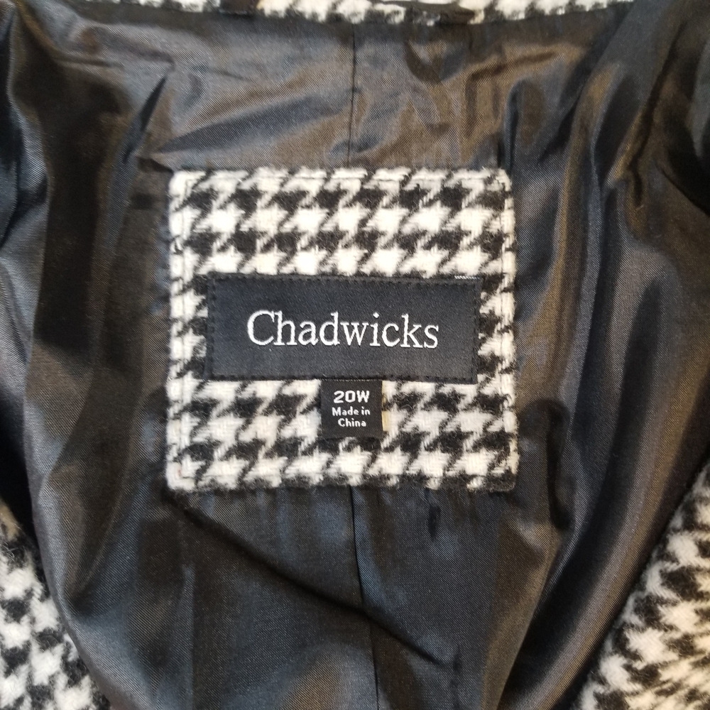 Chadwicks Wool Black and White Houndstooth Fully Lined Size 20 Women's Blazer - Picture 5 of 12